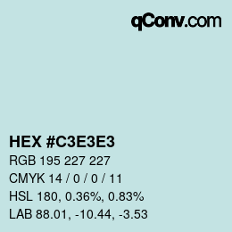 Farbcode: HEX #C3E3E3 | qconv.com