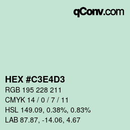Color code: HEX #C3E4D3 | qconv.com