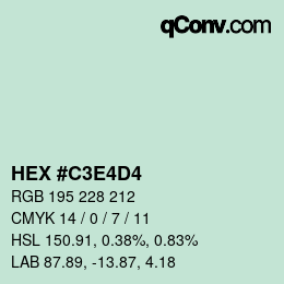 カラーコード: HEX #C3E4D4 | qconv.com