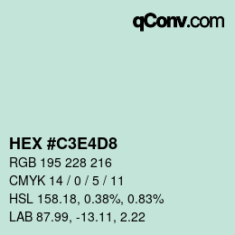 Color code: HEX #C3E4D8 | qconv.com