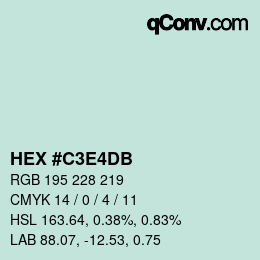 カラーコード: HEX #C3E4DB | qconv.com
