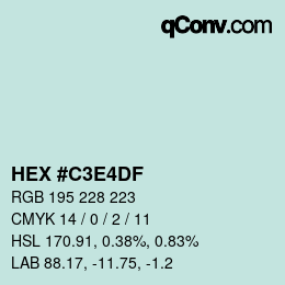 Color code: HEX #C3E4DF | qconv.com