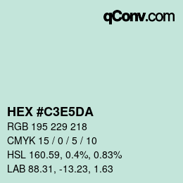 カラーコード: HEX #C3E5DA | qconv.com