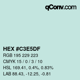 Color code: HEX #C3E5DF | qconv.com