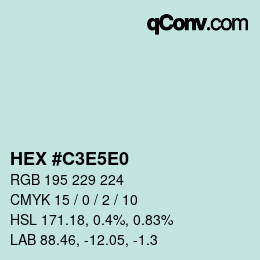 Color code: HEX #C3E5E0 | qconv.com