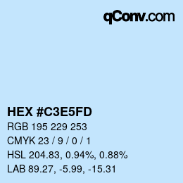 Color code: HEX #C3E5FD | qconv.com