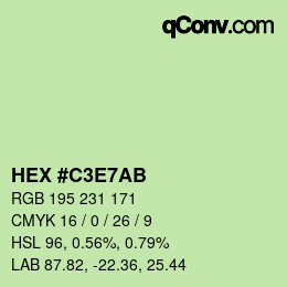 Color code: HEX #C3E7AB | qconv.com