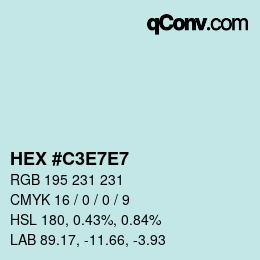 Color code: HEX #C3E7E7 | qconv.com