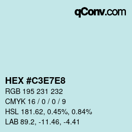 Color code: HEX #C3E7E8 | qconv.com