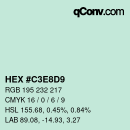 Color code: HEX #C3E8D9 | qconv.com