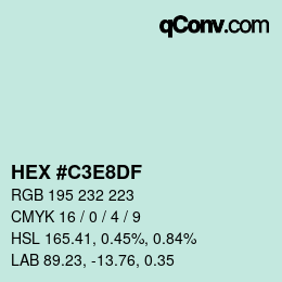 Color code: HEX #C3E8DF | qconv.com