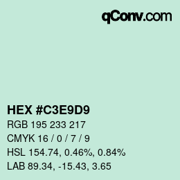 Color code: HEX #C3E9D9 | qconv.com