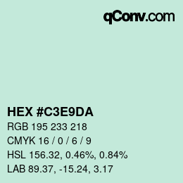Color code: HEX #C3E9DA | qconv.com