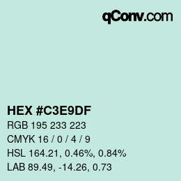 Color code: HEX #C3E9DF | qconv.com