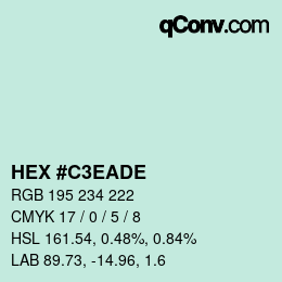 Color code: HEX #C3EADE | qconv.com