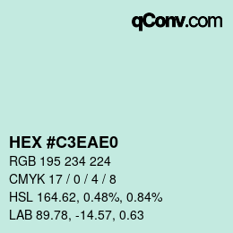 Color code: HEX #C3EAE0 | qconv.com