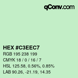 Color code: HEX #C3EEC7 | qconv.com