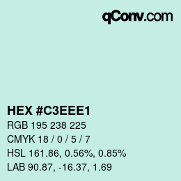 Color code: HEX #C3EEE1 | qconv.com