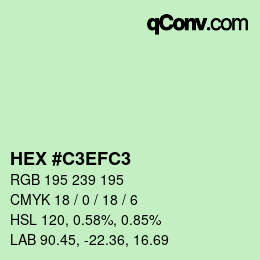 Color code: HEX #C3EFC3 | qconv.com