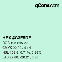 Color code: HEX #C3F5DF | qconv.com