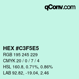 カラーコード: HEX #C3F5E5 | qconv.com