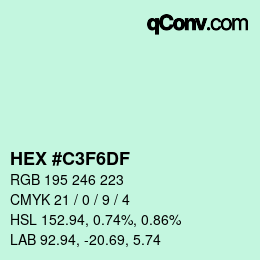 Farbcode: HEX #C3F6DF | qconv.com