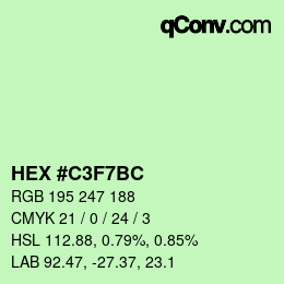 カラーコード: HEX #C3F7BC | qconv.com