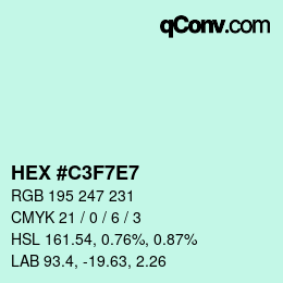 カラーコード: HEX #C3F7E7 | qconv.com