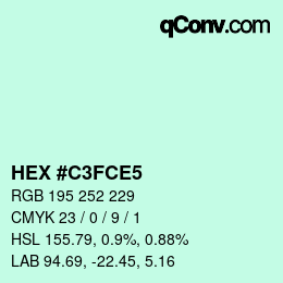 Color code: HEX #C3FCE5 | qconv.com