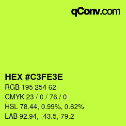 Color code: HEX #C3FE3E | qconv.com