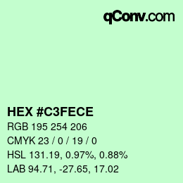 颜色代码: HEX #C3FECE | qconv.com