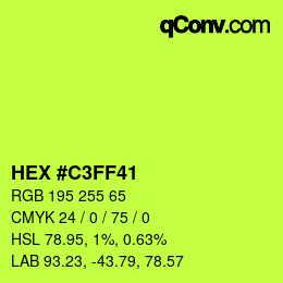 颜色代码: HEX #C3FF41 | qconv.com