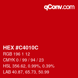 Color code: HEX #C4010C | qconv.com