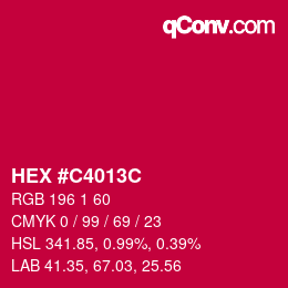 Color code: HEX #C4013C | qconv.com