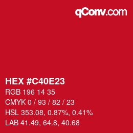 Farbcode: HEX #C40E23 | qconv.com