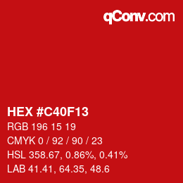 Farbcode: HEX #C40F13 | qconv.com