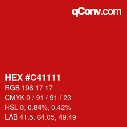 Color code: HEX #C41111 | qconv.com
