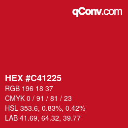 Farbcode: HEX #C41225 | qconv.com