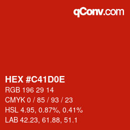 Farbcode: HEX #C41D0E | qconv.com