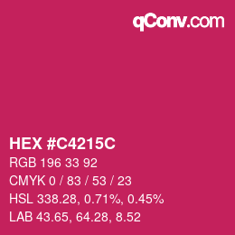 颜色代码: HEX #C4215C | qconv.com