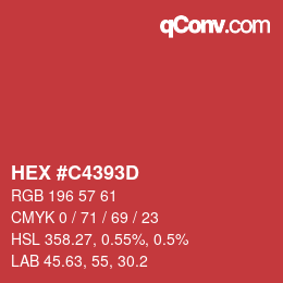 カラーコード: HEX #C4393D | qconv.com