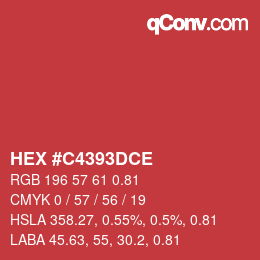 颜色代码: HEX #C4393DCE | qconv.com