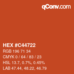 颜色代码: HEX #C44722 | qconv.com