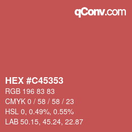 カラーコード: HEX #C45353 | qconv.com