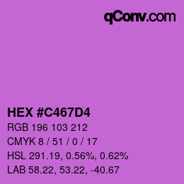 Farbcode: HEX #C467D4 | qconv.com