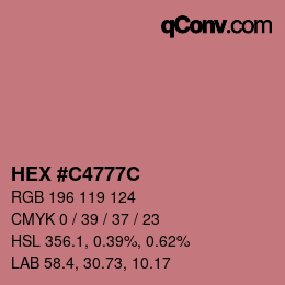 カラーコード: HEX #C4777C | qconv.com