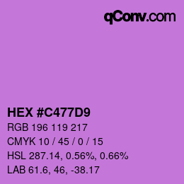Color code: HEX #C477D9 | qconv.com