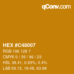 カラーコード: HEX #C48007 | qconv.com
