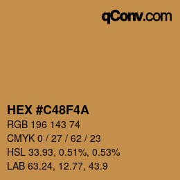 Color code: HEX #C48F4A | qconv.com