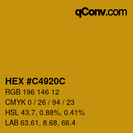 Color code: HEX #C4920C | qconv.com